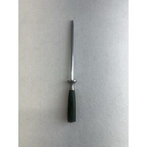 Hexclad 9-In‎ Honing Rod Carbon Steel Rod Green Pakkawood Handle